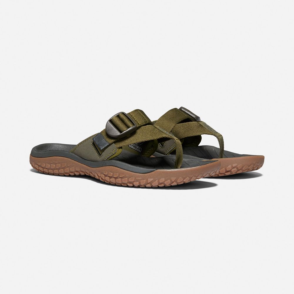 Keen Sandaal Heren Donker Olijfgroen - Solr Toe Post Sandal - 59746-MEJQ